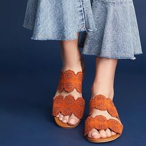 See by Chloe eyelet scalloped suede sandals